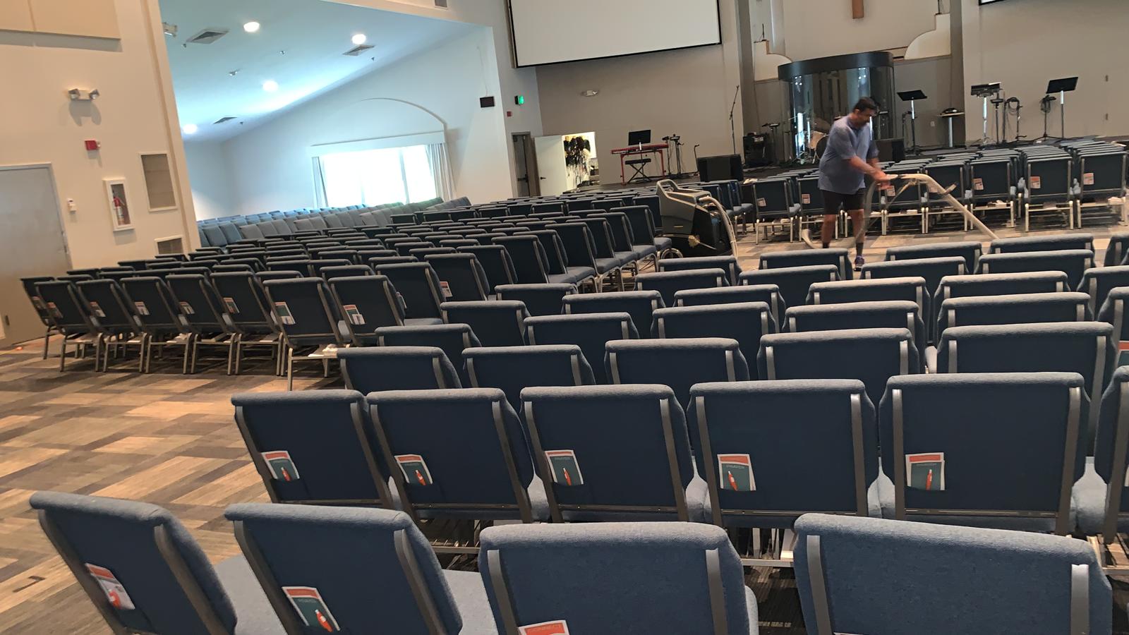 Technician performing controlled disinfection