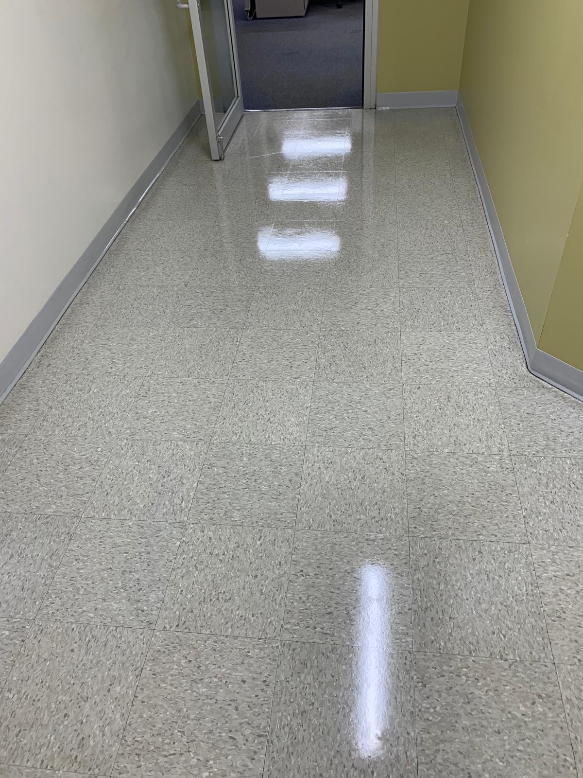 VCT floor before and after buffing and polishing