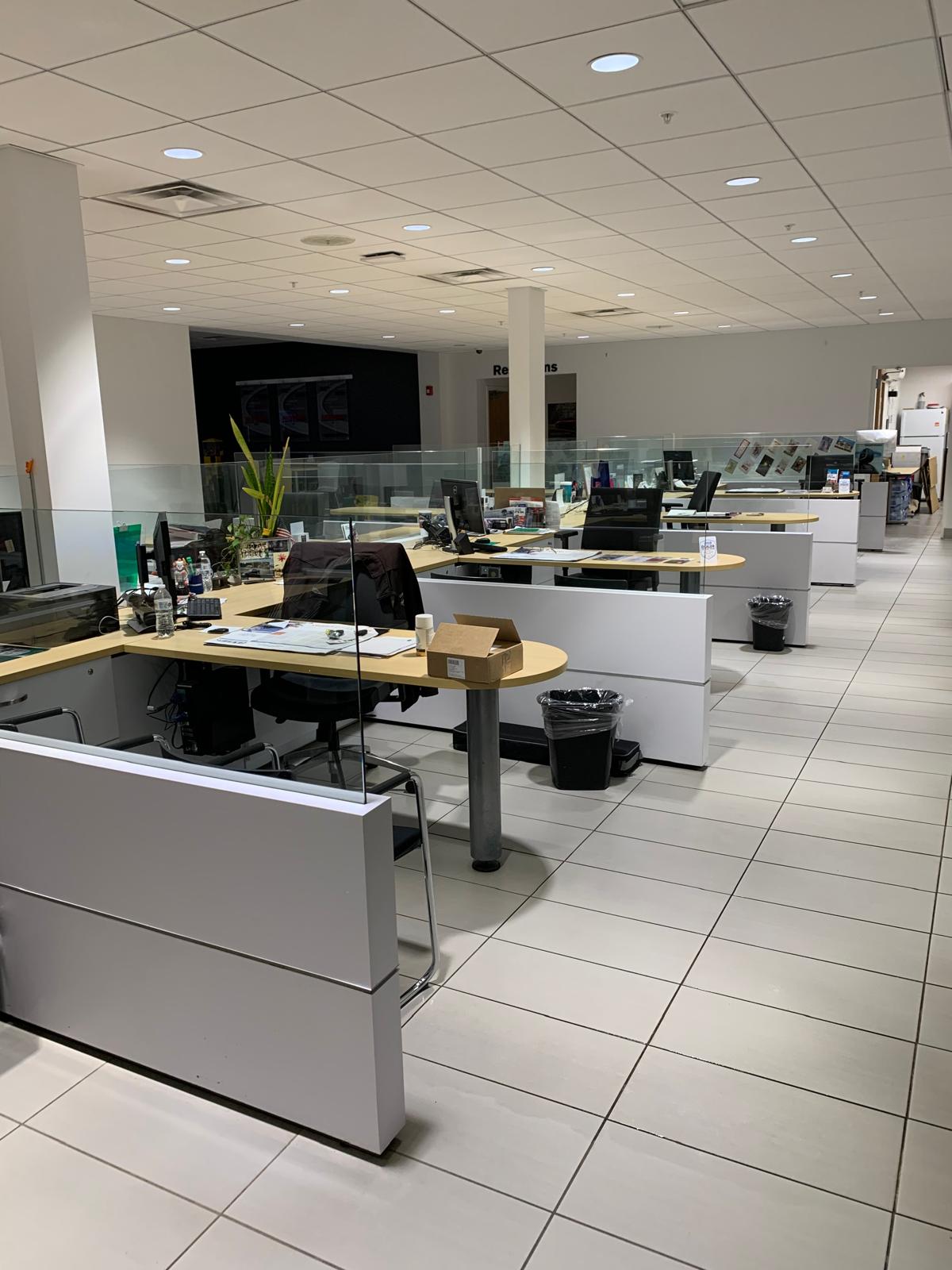 Lobby floor before and after machine scrubbing