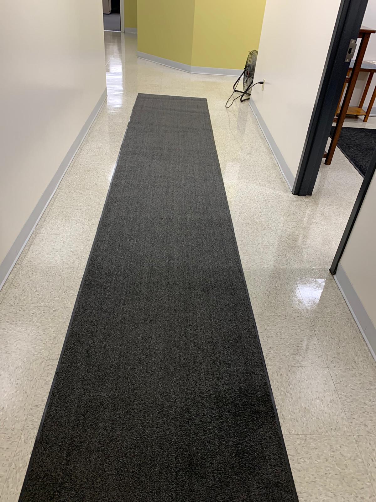 Commercial entryway refinished after stripping and waxing